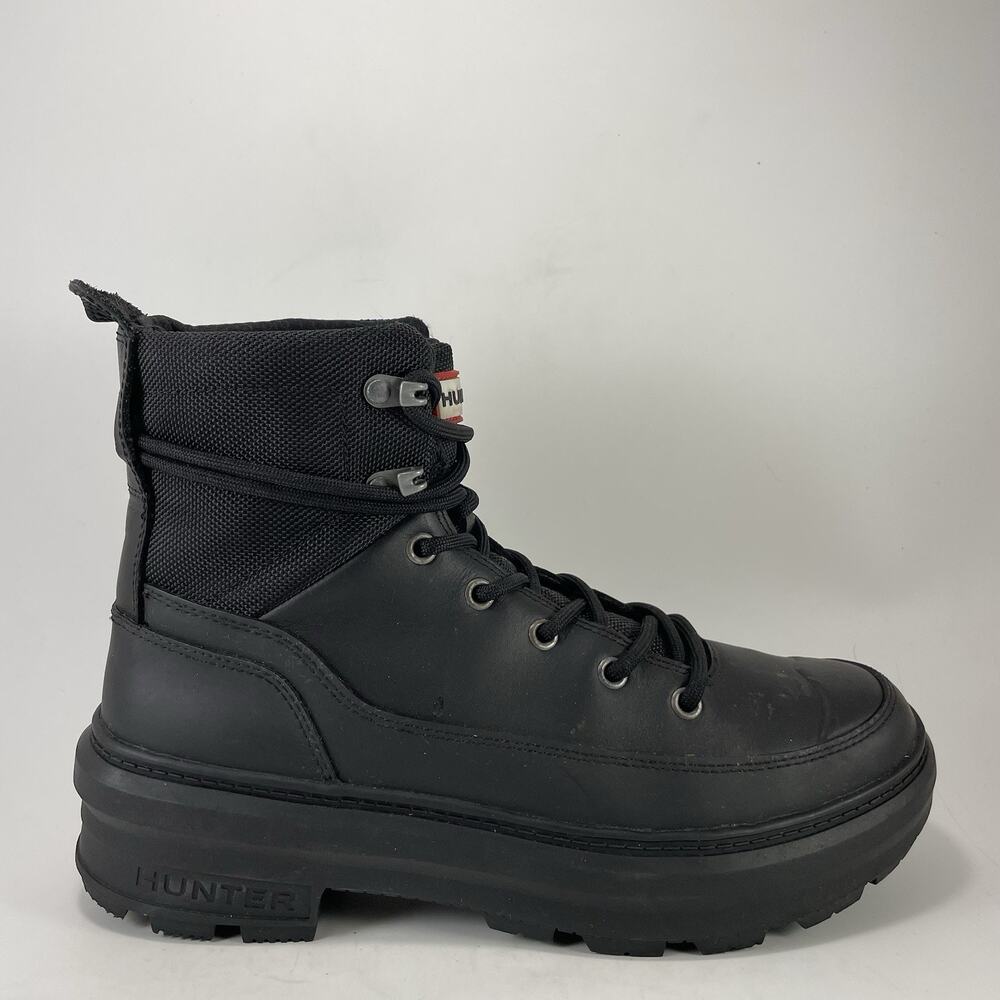 Hunter Original Commando Boots Womens Size 9 Black Waterproof Insulated Lace Up